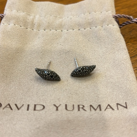 David Yurman black diamond stud earrings - Picture 2 of 5